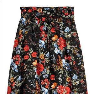 H&M Black floral Cotton Skirt